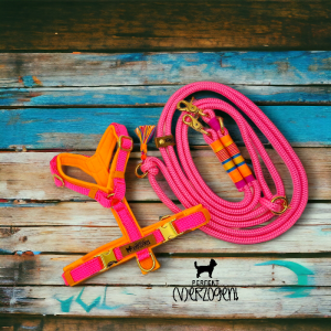 Geschirr "Neonpink / Neonorange", gepolstert und verstellbar