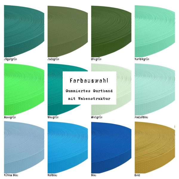 Farbauswahl gummiertes Gurtband Wabenmuster (1)